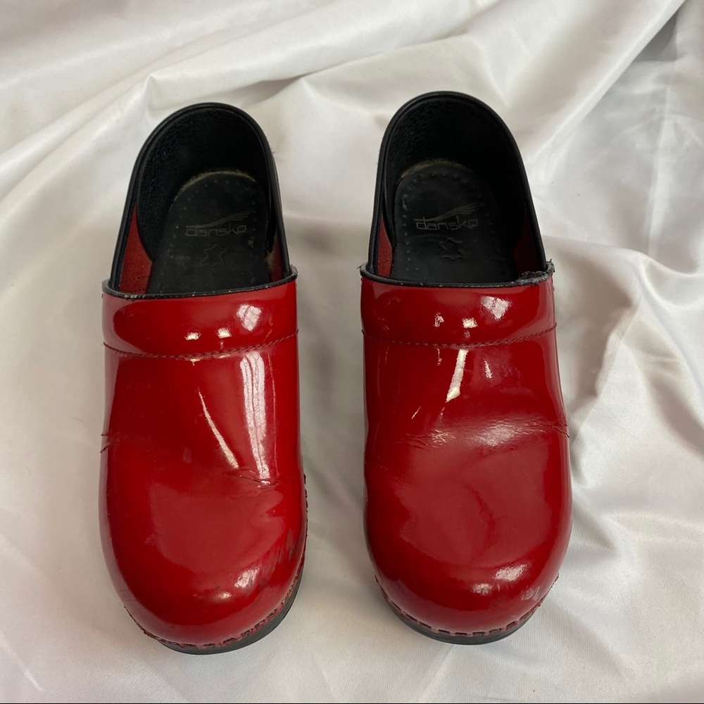 Dansko Red Patent Leather Clogs